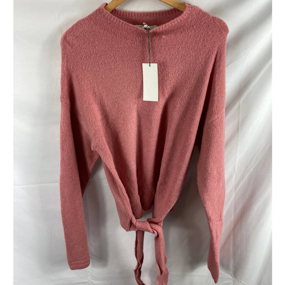 NWT WAYF Where Are You From Mock Neck Tie Waist Sweater Blush Pink XL - Picture 2 of 5